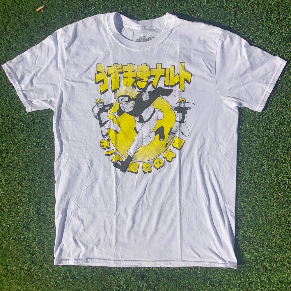 Naruto Uzumaki Tshirt L White and Yellow Shonen Jump